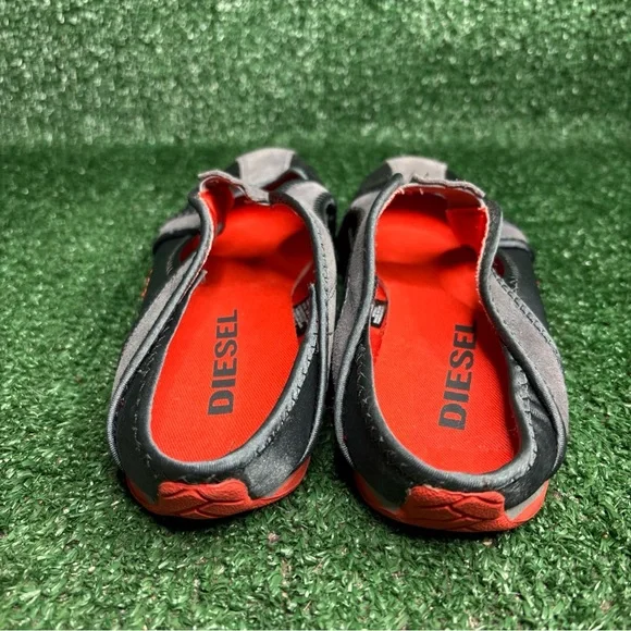 RARE Diesel Deadstock KEVLIH Women Gray Orange Sneakers Mules Vintage Sz 8.5 NEW - Picture 4 of 10